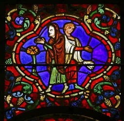 Toeschouwers, scène uit het leven van St. Martin, kathedraal van Chartres